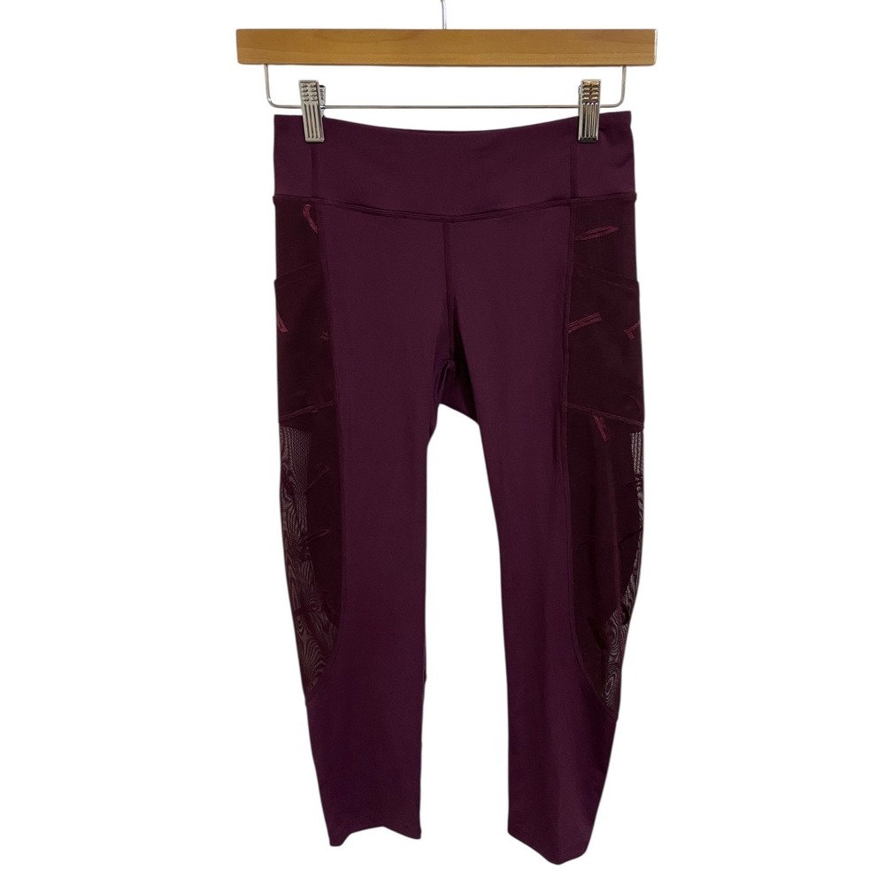 Bloch Capri Leggings Burgundy Mesh Pockets Gymcore Athleisure Small